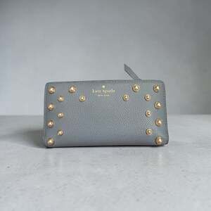 Vintage Kate Spade Serrano Place Pearl Studded Continental Wallet Cloud Blue